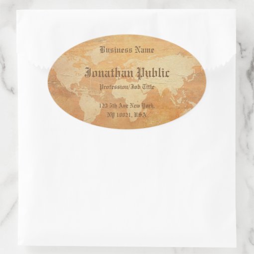 Old Paper Look World Map Chic Nostalgic Template Oval Sticker | Zazzle