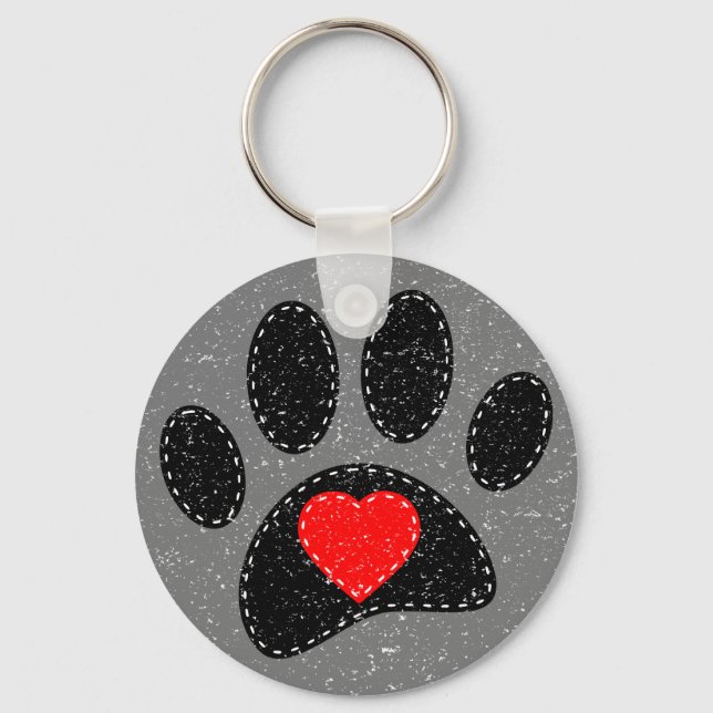 Old Paper Print Dog Lover  Keychain (Front)