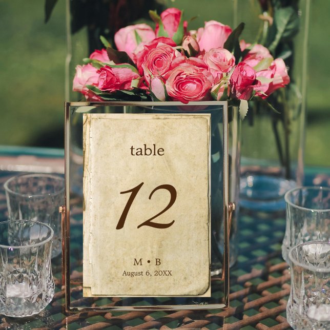 Old paper rustic wedding table number sign (Creator Uploaded)
