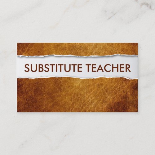 Old Paper Substitute Teacher Business Card