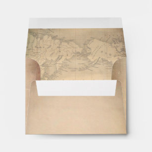 Old Paper Vintage World Map RSVP Envelope