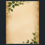 Old Paper with Green Leaves<br><div class="desc">Colored with age,  worn,  foxed,  and smudged,  with green leaves trailing over it,  this paper is perfect for casual correspondence.  The back is the same aged parchment color as the front,  left plain,  with no leaves or grunge.</div>