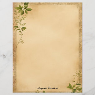 Old Paper with Green Vines Stationery Paper