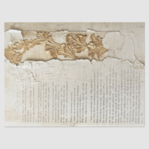 Old paper with torn edges gold foil cracked wall