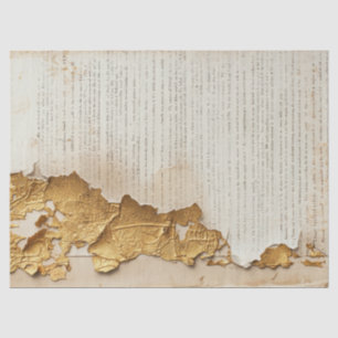 Old paper with torn edges gold foil cracked wall