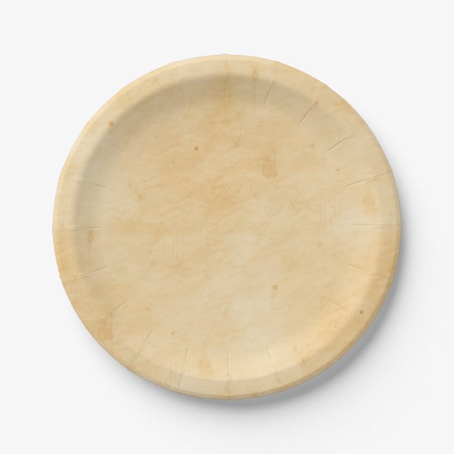 Old Parchment Background Stained Mottled Look Paper Plates (Front)