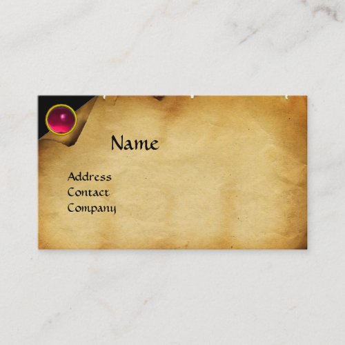 OLD PARCHMENT GEM STONE MONOGRAM pink Business Card