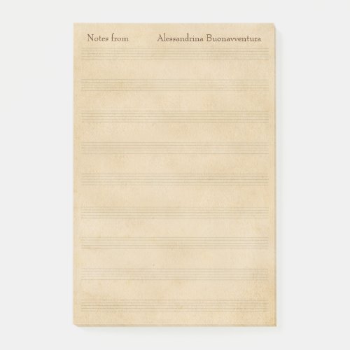 Old Parchment Look Blank Music Staff Custom Text Post_it Notes