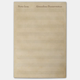 Old Parchment Look Blank Music Staff Custom Text Post-it Notes
