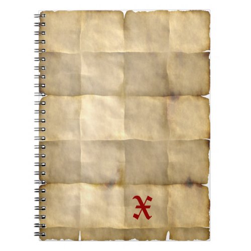 Old Parchment Treasure Map Paper Notebook