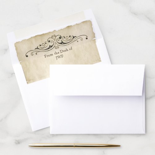 Old Parchment Vintage Style Personalized Monogram Envelope Liner