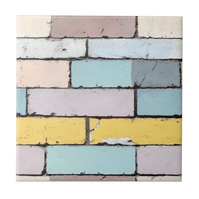Old Pastel Bricks Pattern Ceramic Tile (Front)