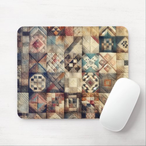 Old Patchwork Quilt Design Mouse Pad