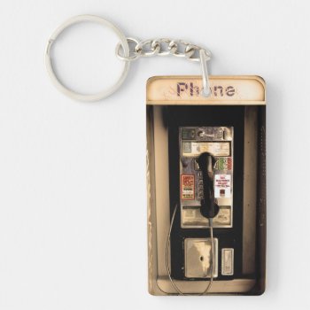 Old Pay Phone Keychain by pixelholic at Zazzle