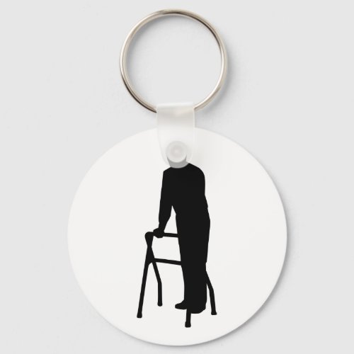 Old person man walking frame keychain