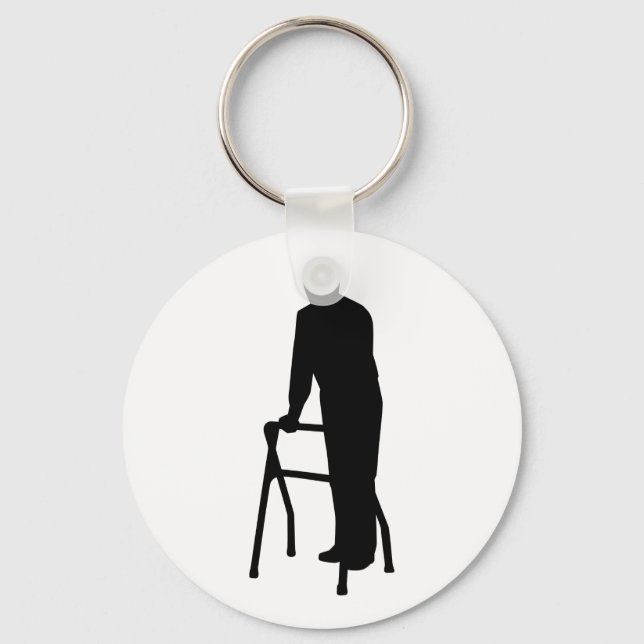 Old person man walking frame keychain (Front)