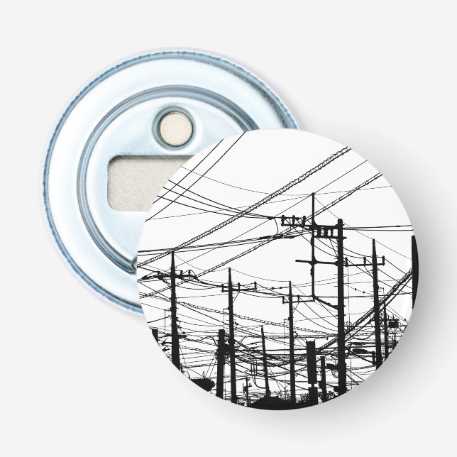 Old Phone and Power Lines Bottle Opener (Front)