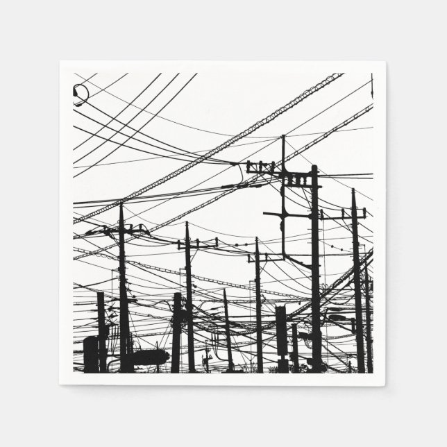Old Phone and Power Lines Napkins (Front)