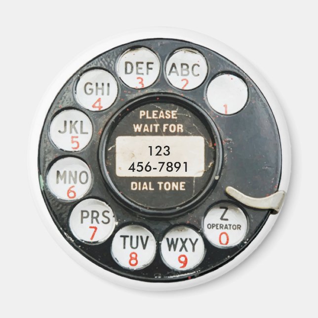 Old Phone Dial, add number Magnet (Front)