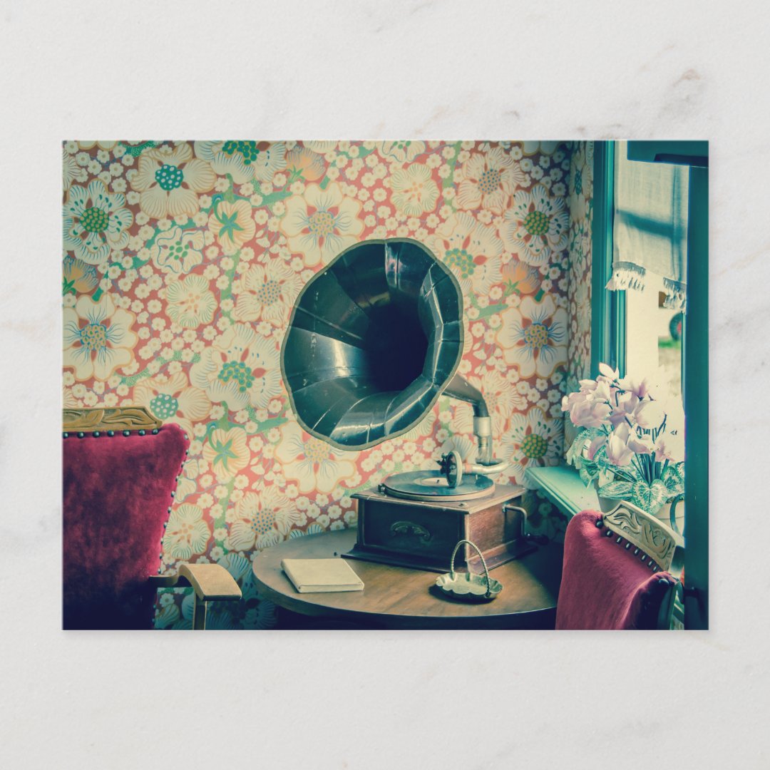 Old Phonograph Retro Room Postcard Zazzle