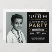 Old Photo Adult Birthday Party Invitations - Black (Front/Back)