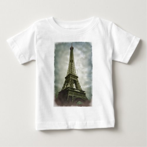 Old Photo Effect Eiffel Tower Paris Baby T_Shirt