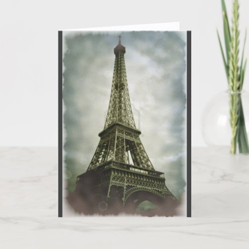 Old Photo Effect Eiffel Tower Paris Card