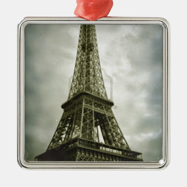 Old Photo Effect Eiffel Tower Paris Metal Ornament (Front)