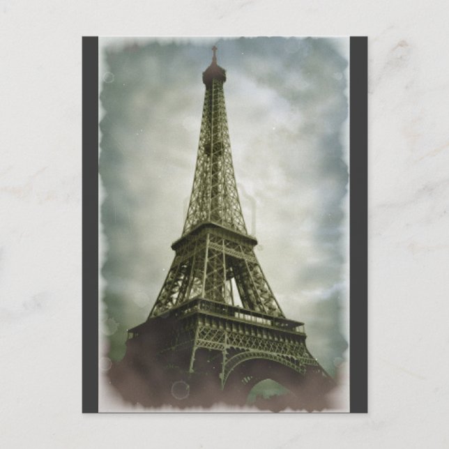 Old Photo Effect Eiffel Tower Paris Postcard (Front)
