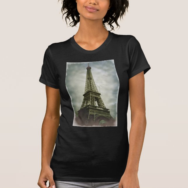 Old Photo Effect Eiffel Tower Paris T-Shirt (Front)