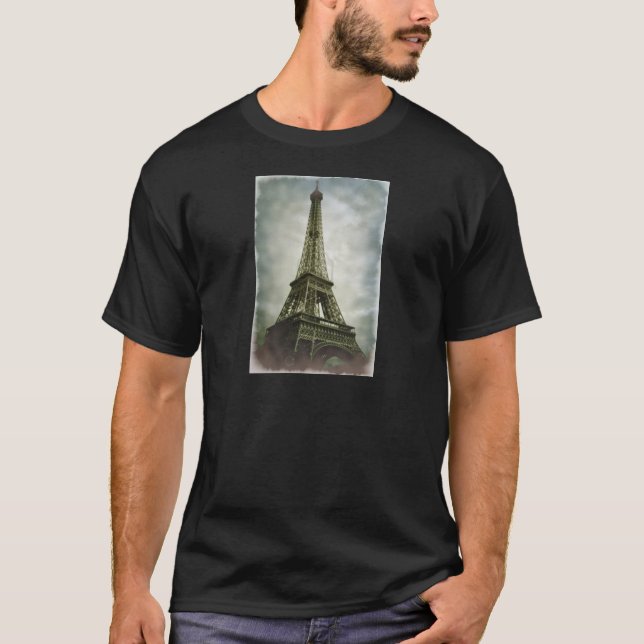 Old Photo Effect Eiffel Tower Paris T-Shirt (Front)