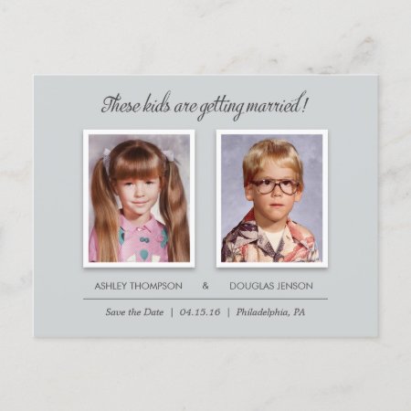 Old Photo Save The Date Postcards - Modern Slate