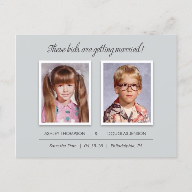 Old Photo Save the Date Postcards - Modern Slate (Front)
