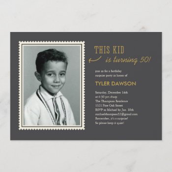 Old Photo Surprise Birthday Party Invitations by UniqueInvites at Zazzle