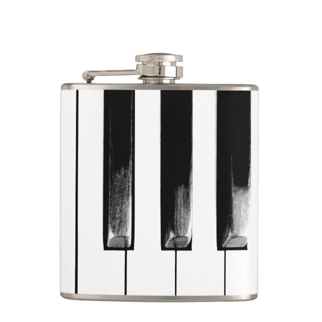 Old Piano Keys Funny Cool Flask (Front)
