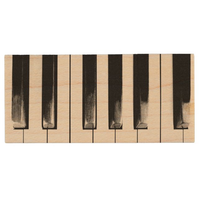 Old Piano Keys Wood Flash Drive (Front)