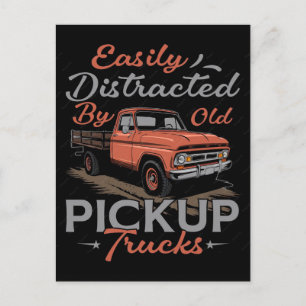 Old pickup truck design vector art illustration holiday postcard