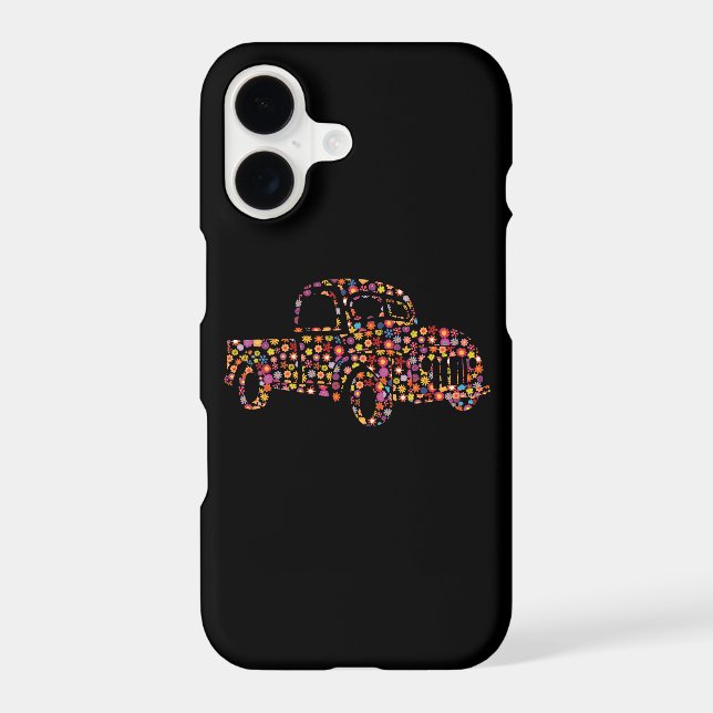 Old Pickup Truck Flower Pattern Iphone Case (Back)
