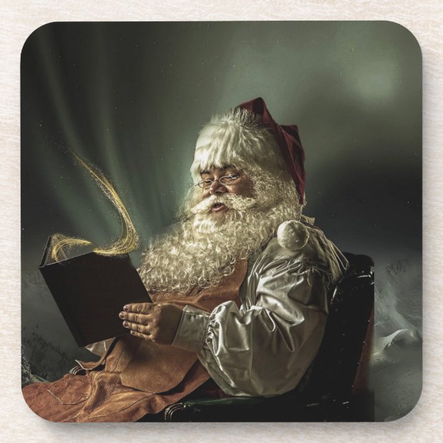 Old picture of Santa Claus magic of the holidays  Beverage Coaster (Front)