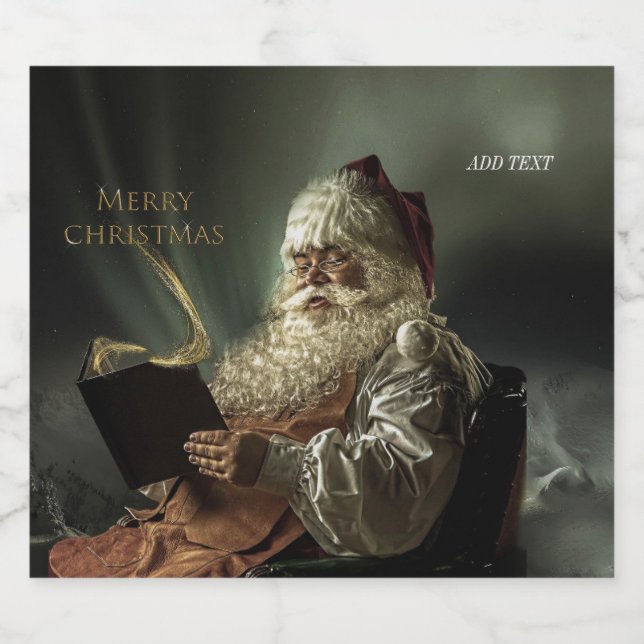 Old picture of Santa Claus magic of the holidays   Sparkling Wine Label (Single Label)