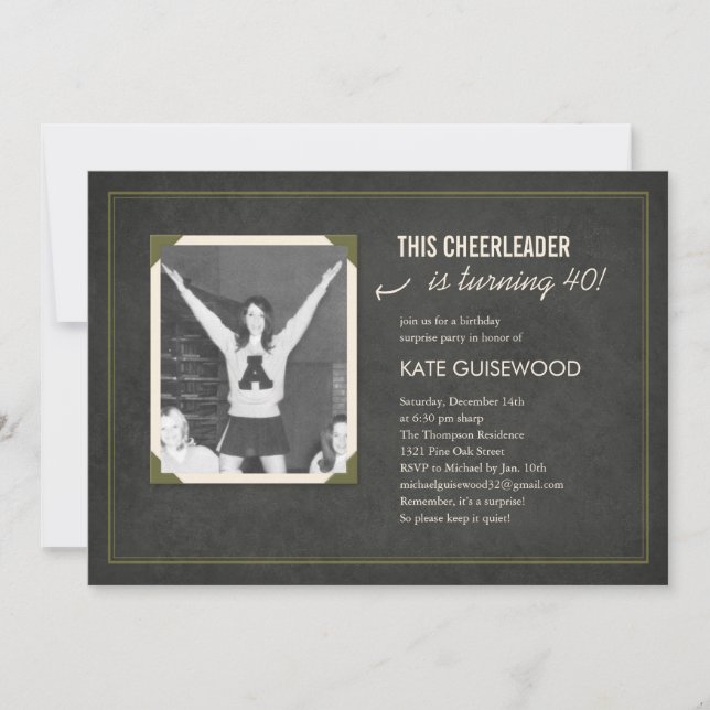 Old Picture Surprise Birthday Invitations (Dark) (Front)