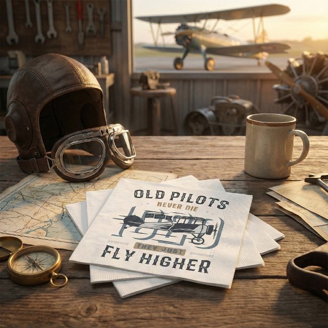 Old Pilots Never Die Biplane Flying Quote Napkins (Creator Uploaded)