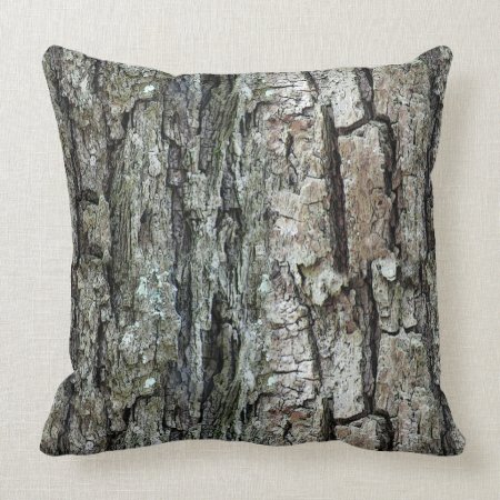 Old Pine Bark Rustic Wooden Throw Pillow