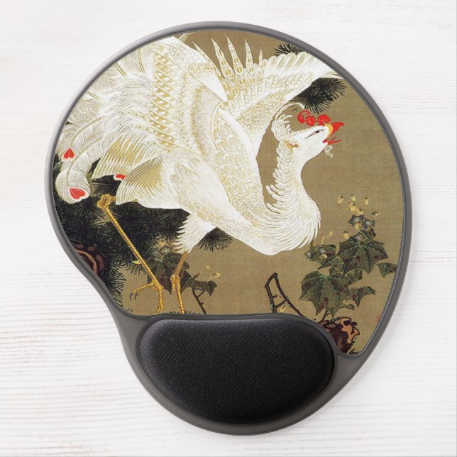 Old Pine Tree and White Phoenix by Ito Jakuchu Gel Mouse Pad (Front)
