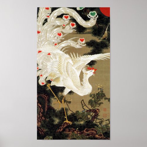 Old Pine Tree and White Phoenix by Ito Jakuchu Poster