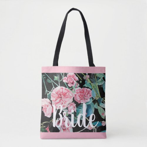 Old Pink Roses Floral Wedding Bride Tote bag