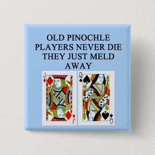old pinochle player pinback button