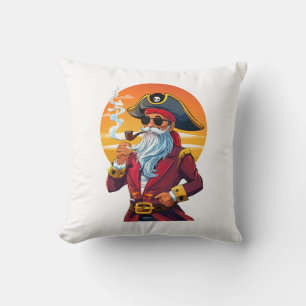 Old pirate captain throw pillow