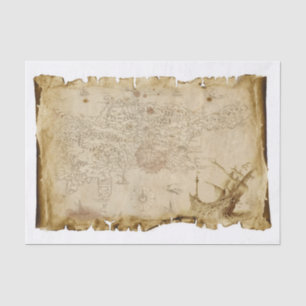 Old Pirate Map Pirate Ship in Storm Decoupage Tissue Paper