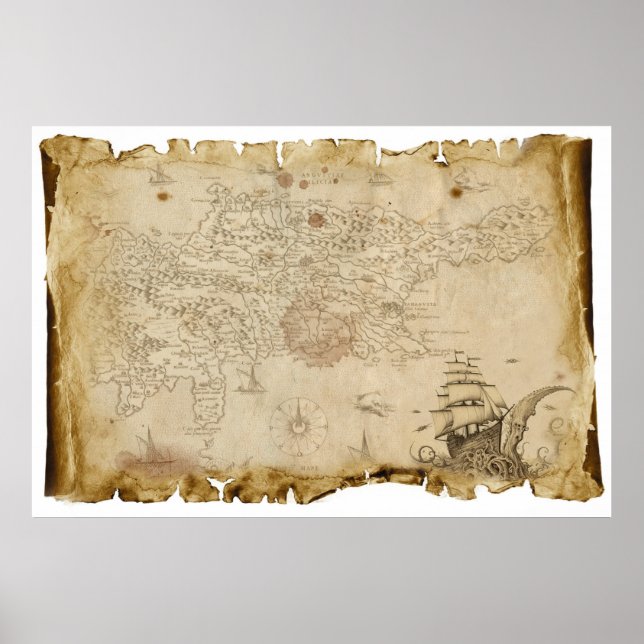 Old pirate map poster (Front)
